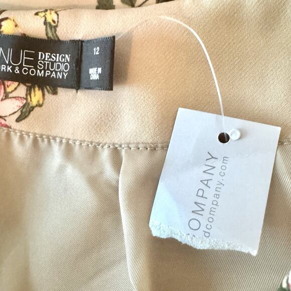 7th Avenue Ny&Co Pencil Skirt Sz 12 Nude Beige Red Floral Print Career Suit - Picture 9 of 12